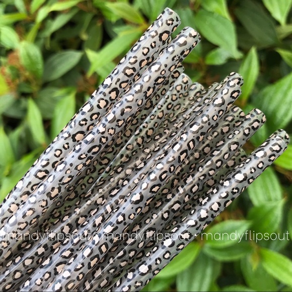 Set of 2 Leopard Print Venti 10" Reusable Straws - Picture 2 of 4